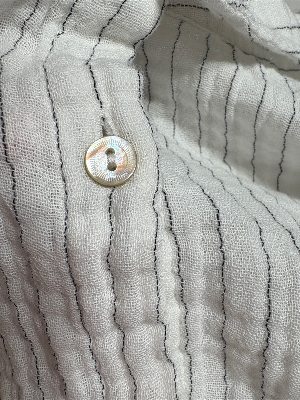 Eileen Fisher Organic Cotton Gauze Striped Shirt white stripe 2X - Picture 5 of 11